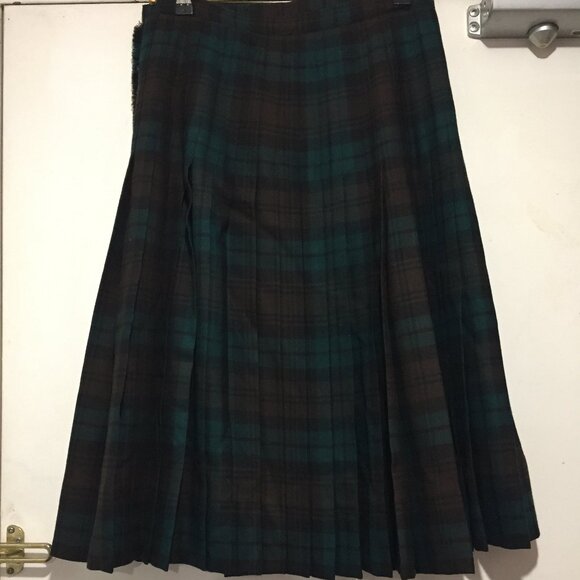 WOOL VINTAGE PLAID PLEATED KILT SKIRTS SIZE 14 - Picture 4 of 7